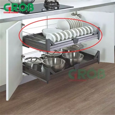 Giá để bát đĩa inox hộp âm tủ 600 Grob PHF - 60A