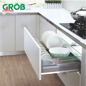 Giá để bát đĩa inox hộp vách kính gắn cánh tủ 600 Grob PHF - 61